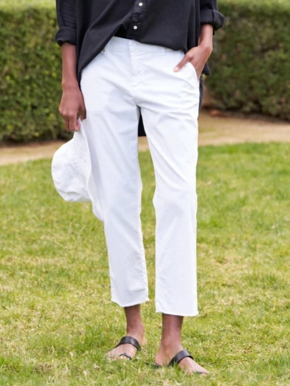 Frank & Eileen wicklow italian chino white minimalist high rise crop pants 6  S